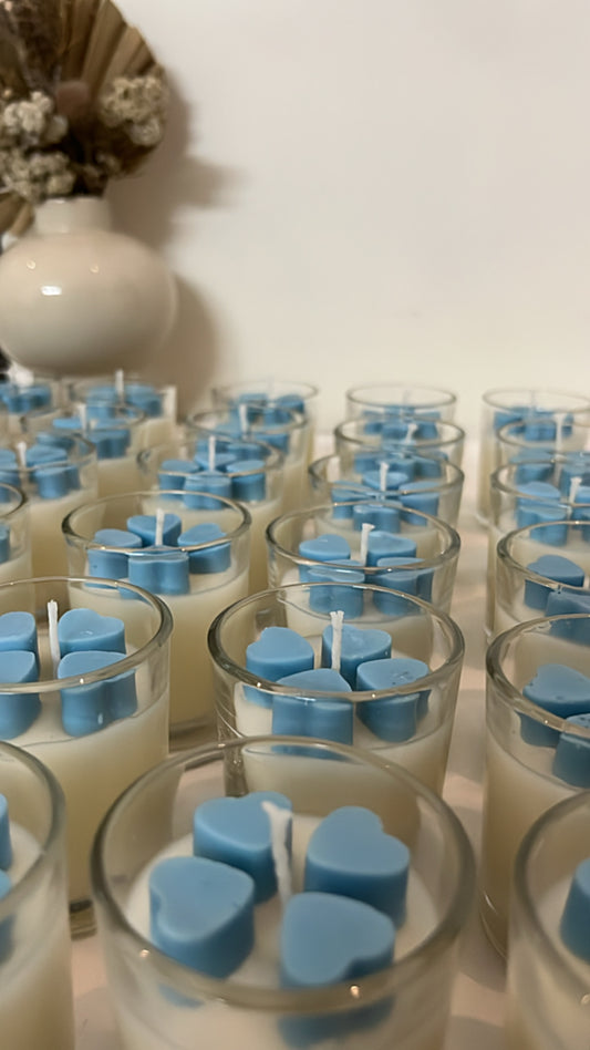 Blue Heart Shot Glass Candle